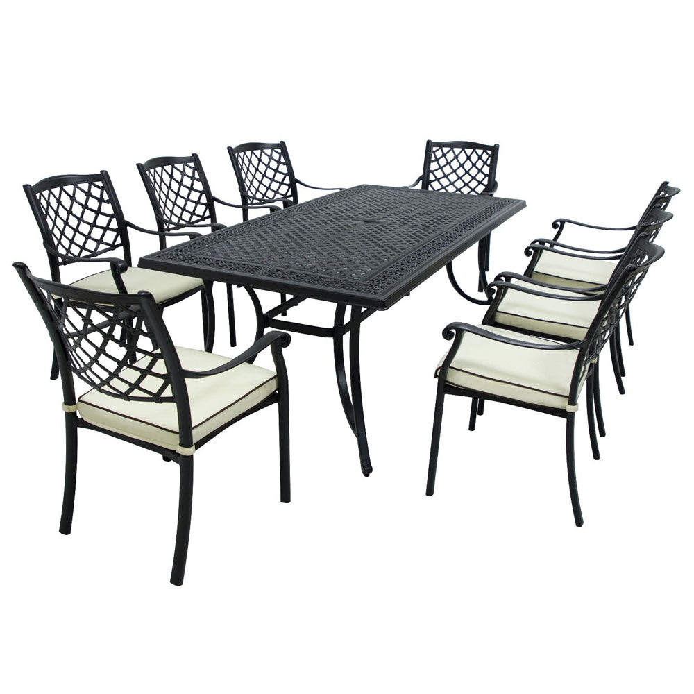 Positano Cast Aluminium Outdoor Dining Setting - 9 Piece - House of Hyne