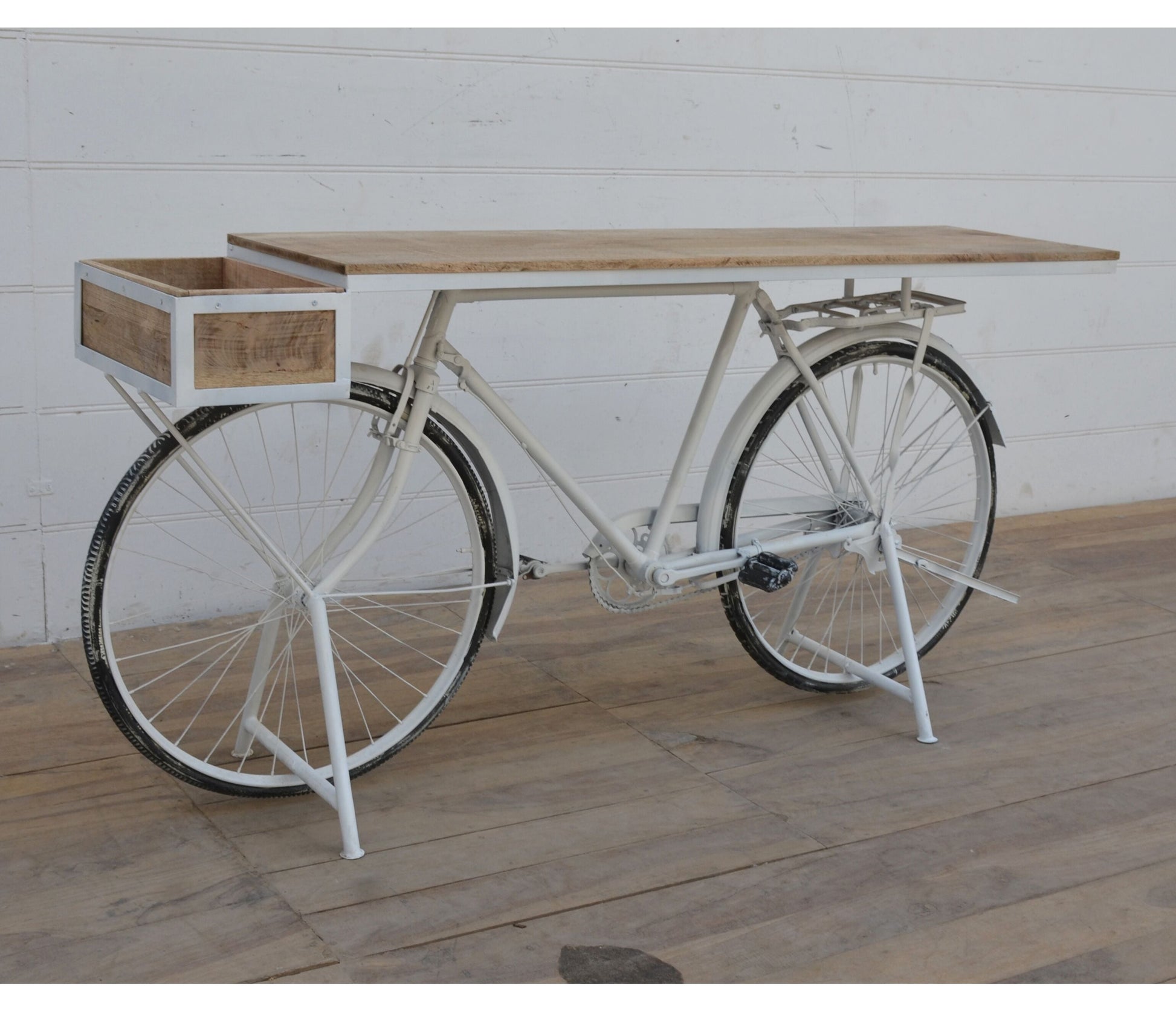 White Bicycle Mango Wood Bar Cart - Notbrand