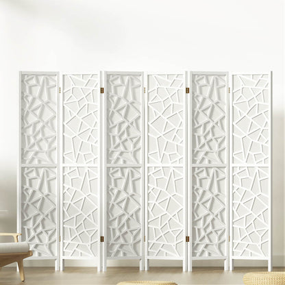 Artiss Clover Room Divider Stand with 6 Panels - White - Notbrand