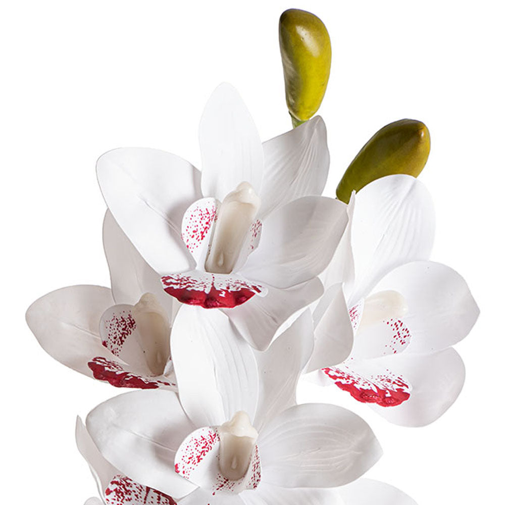 Real Look Cymbidium Orchid Spray 10 Flowers White (93cmH) - Notbrand