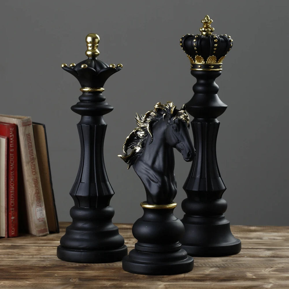 Modern Chess Pieces Ornament -Black - Notbrand