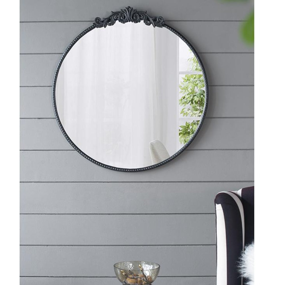 Round Ornate Metallic Wall Mirror - Notbrand