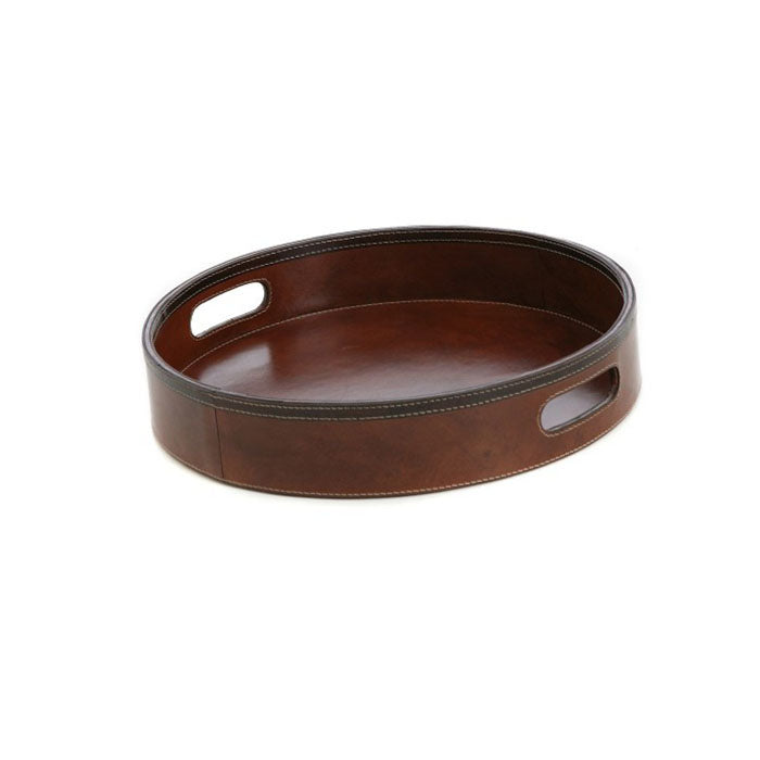 Flammedra Tan Leather Round Tray - Notbrand