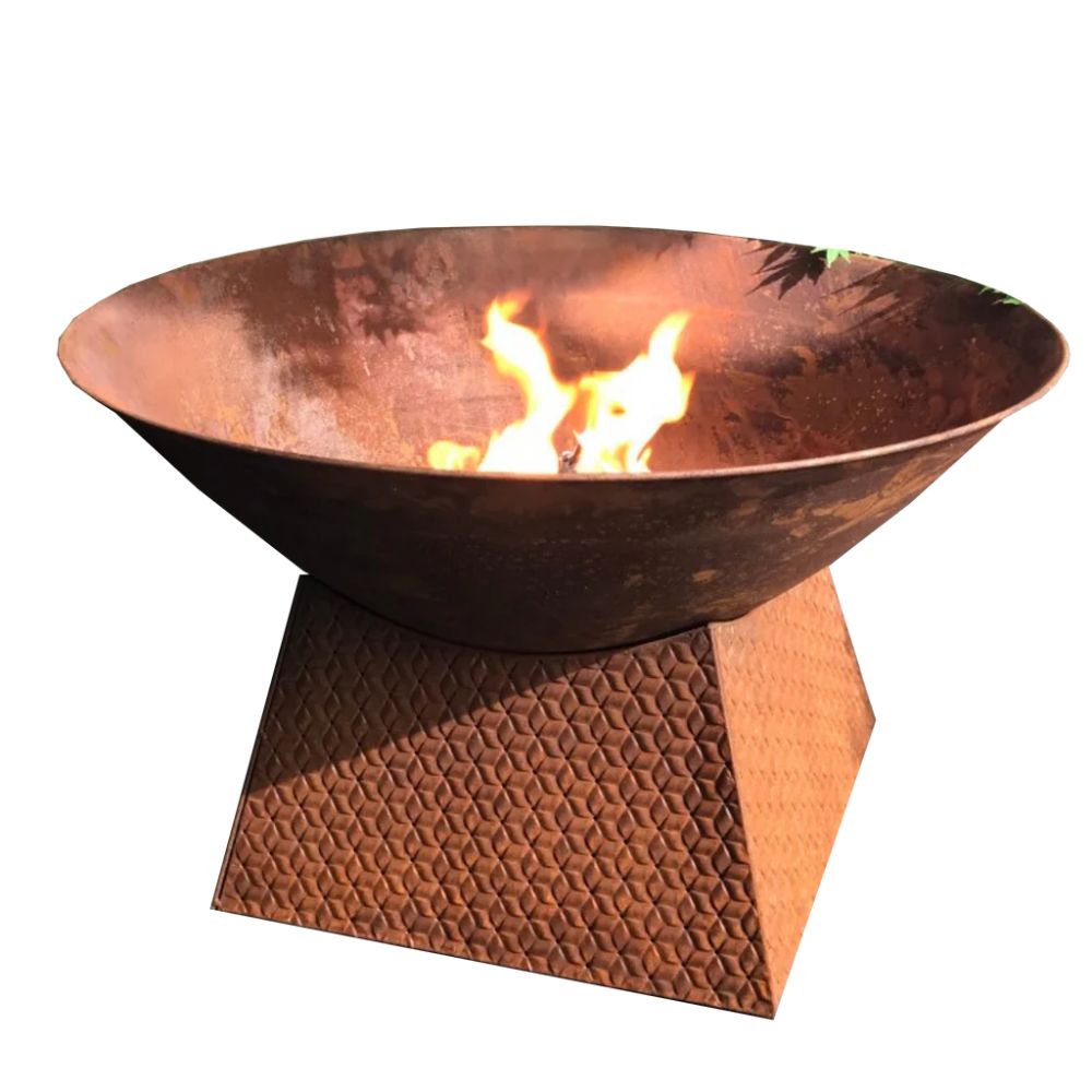 Rustic Metal Outdoor Fire Pit Bowl with Weave Base - NotBrand