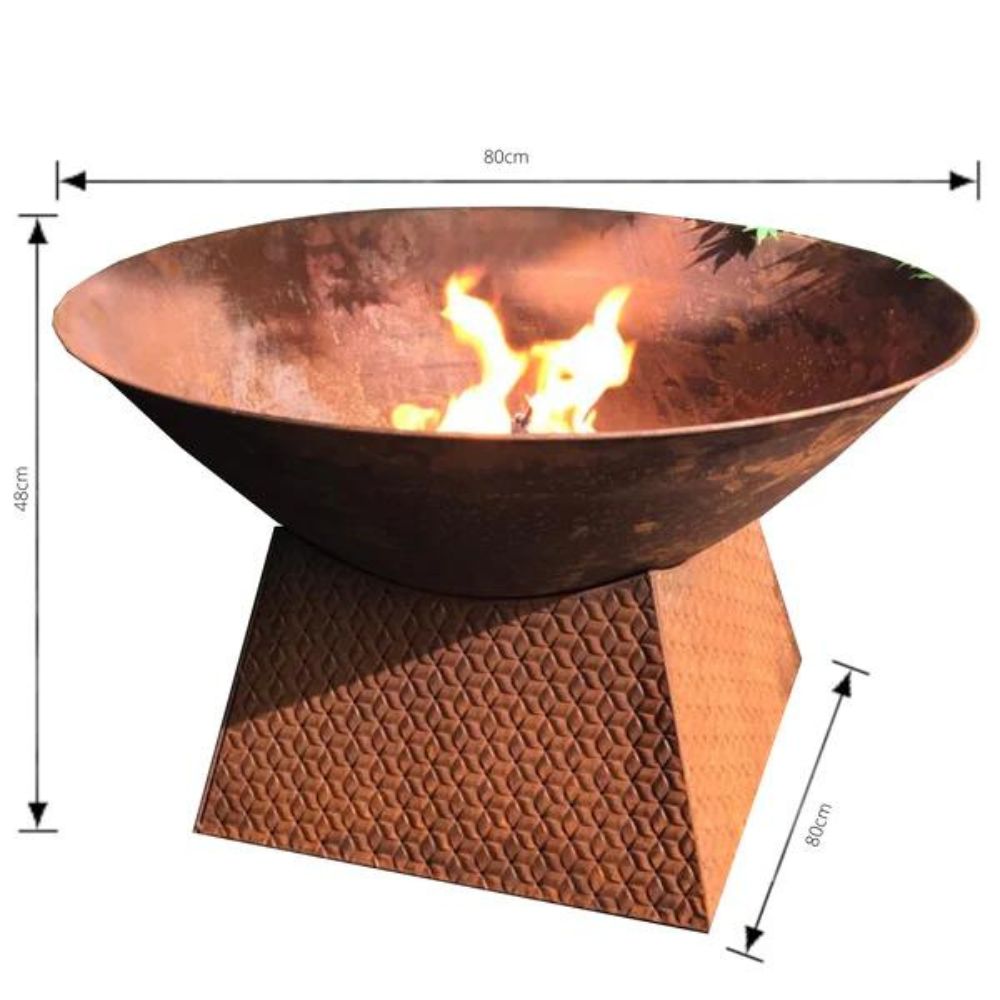 Rustic Metal Outdoor Fire Pit Bowl with Weave Base - NotBrand