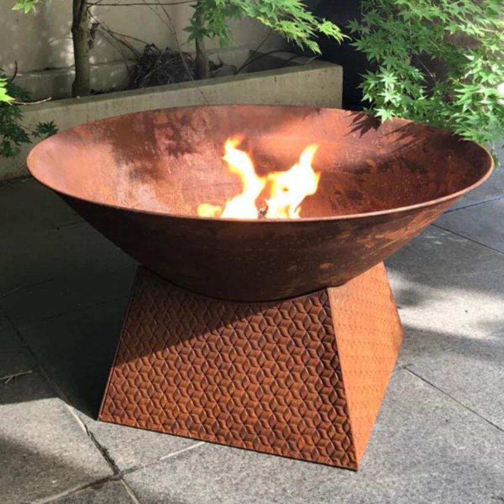Rustic Metal Outdoor Fire Pit Bowl with Weave Base - NotBrand