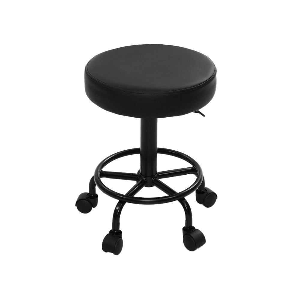 New Artiss Round Swivel Salon Stool with Hydraulic Lift in Black Set - 2 Pieces - Notbrand