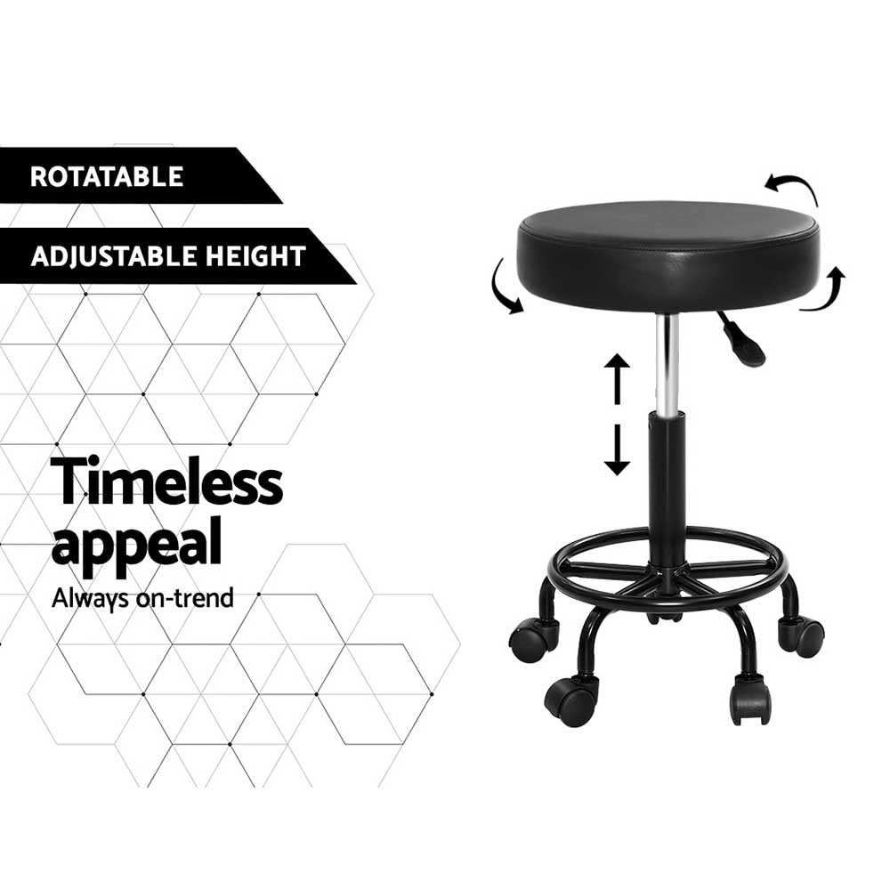 New Artiss Round Swivel Salon Stool with Hydraulic Lift in Black Set - 2 Pieces - Notbrand