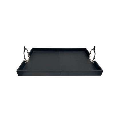 Stefano Tray With Stirrups - Black Leather - Notbrand