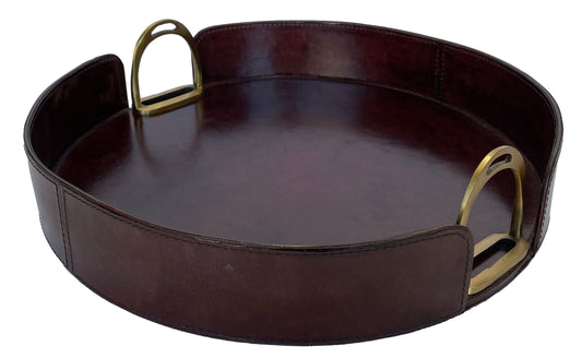 Sonoda Round Tray with Stirrups - Dark Leather - Notbrand