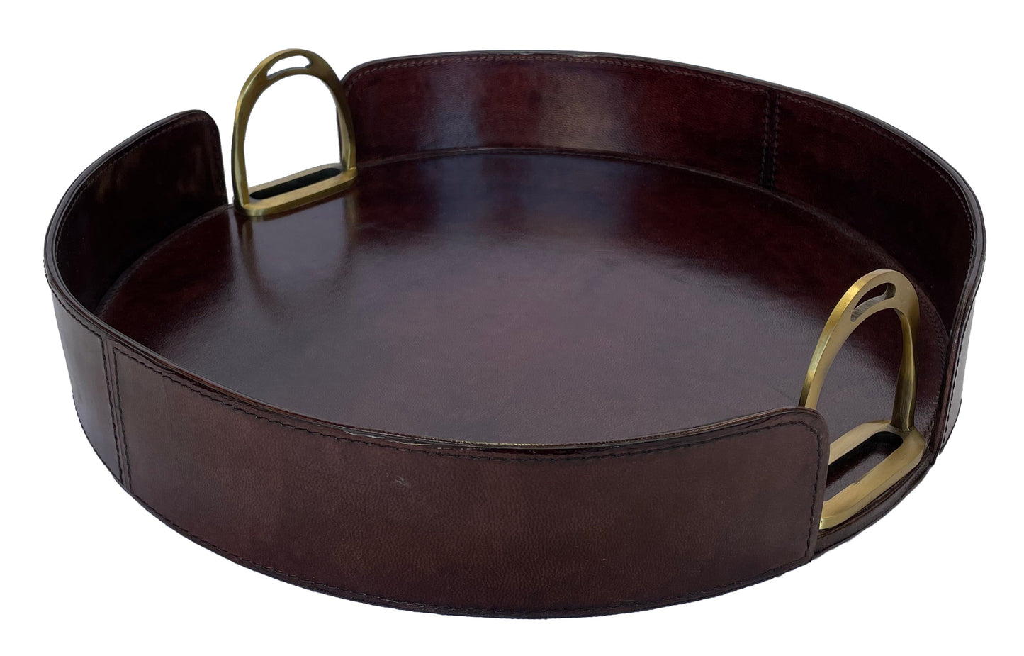 Sonoda Round Tray with Stirrups - Dark Leather - Notbrand