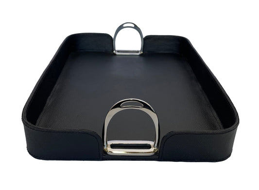 Gima Leather Tray With Stirrups - Black - Notbrand