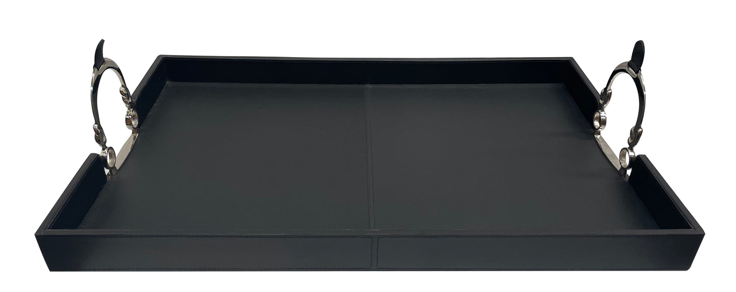 Stefano Tray With Stirrups - Black Leather - Notbrand