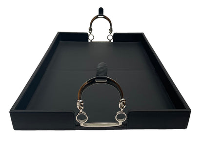 Stefano Tray With Stirrups - Black Leather - Notbrand