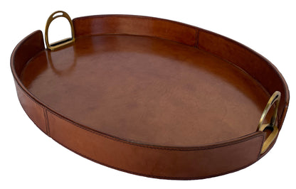 Jairo Round Tray with Stirrups - Tan Leather - Notbrand