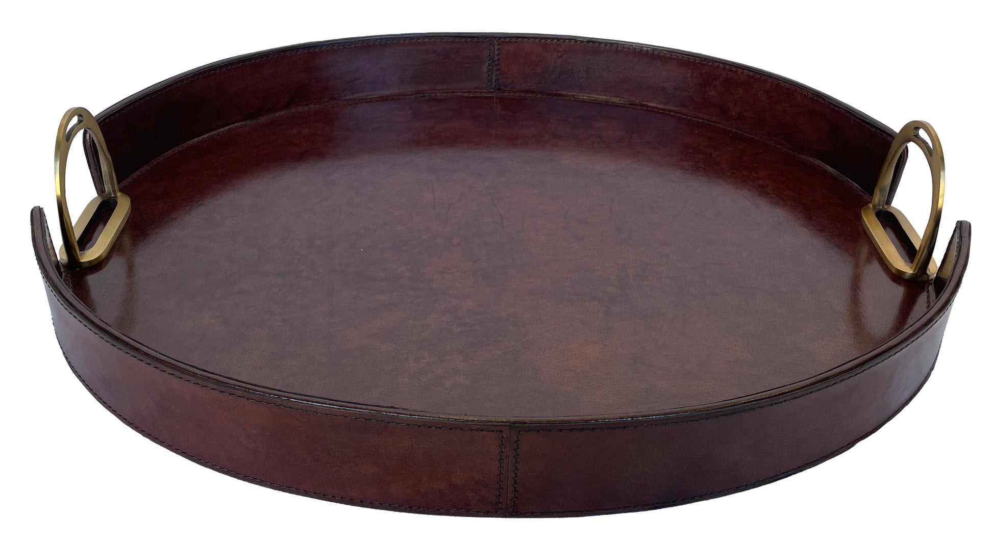 Jairo Round Tray With Stirrups - Dark Leather - Notbrand