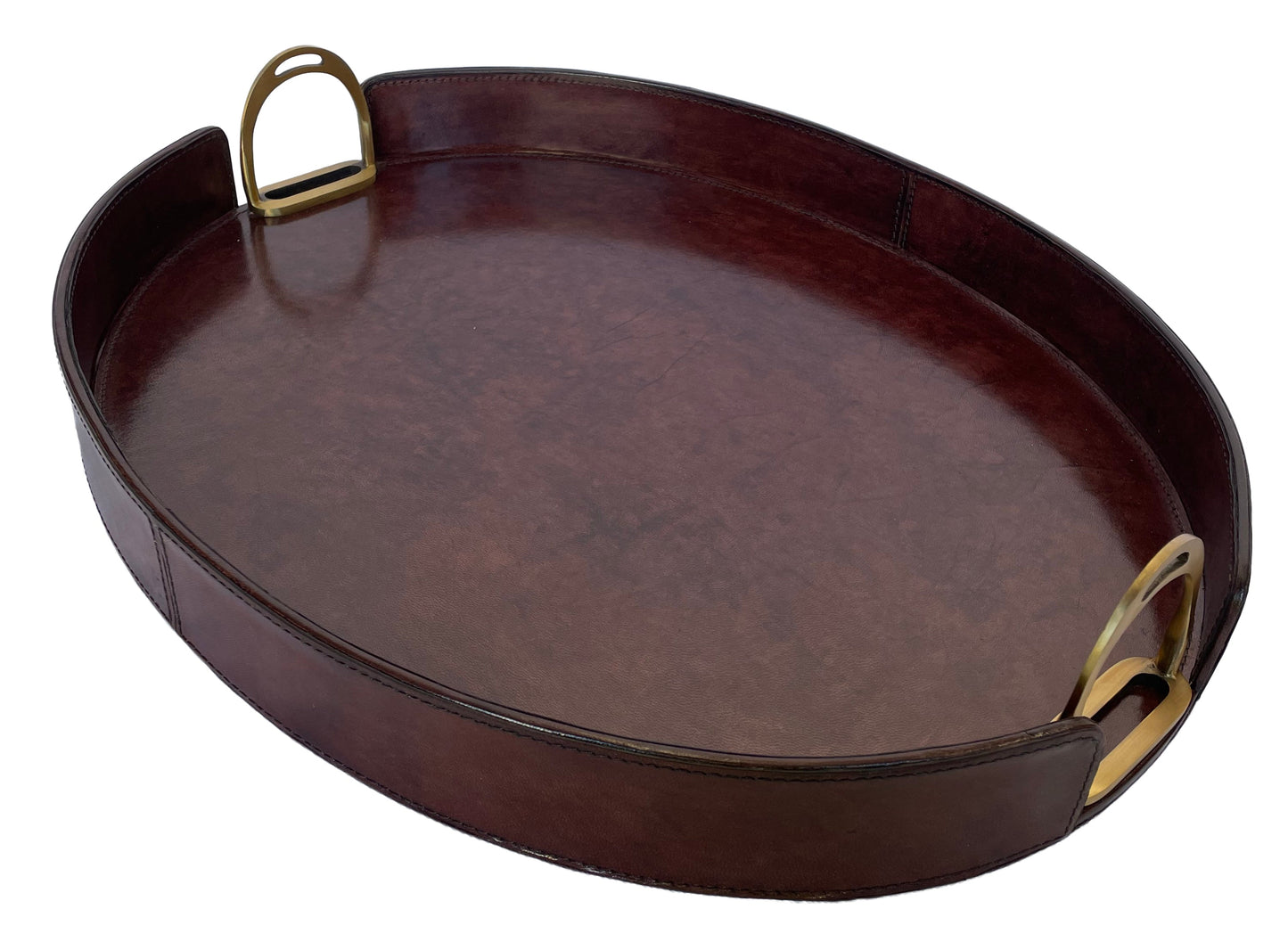 Jairo Round Tray With Stirrups - Dark Leather - Notbrand