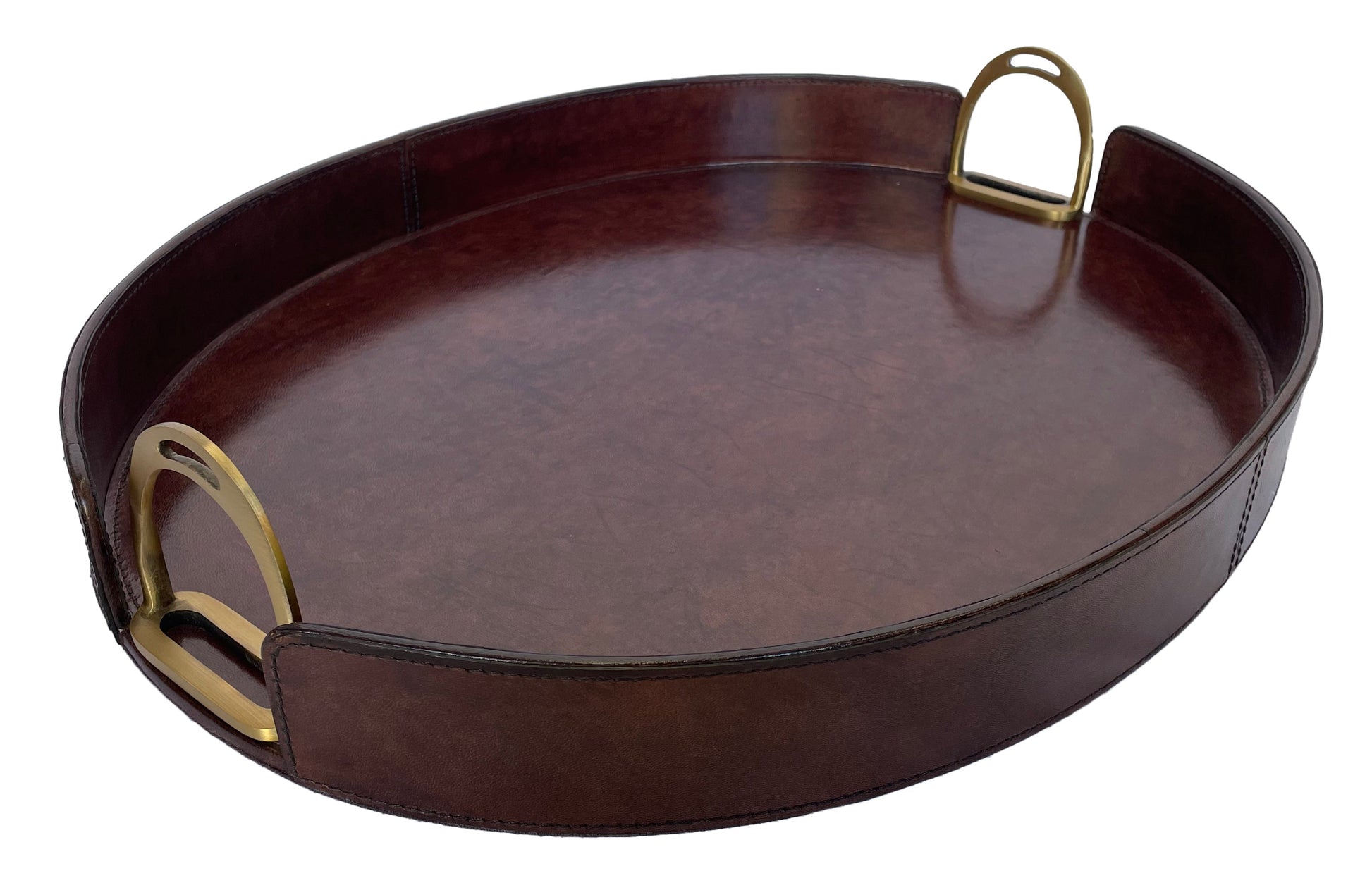 Jairo Round Tray With Stirrups - Dark Leather - Notbrand