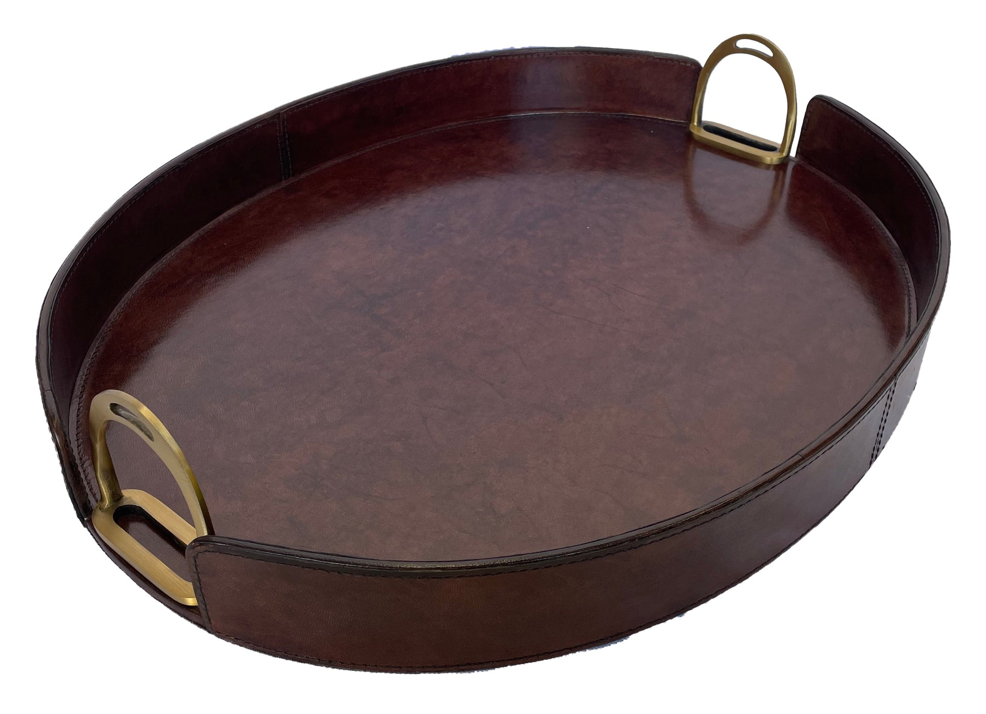 Jairo Round Tray With Stirrups - Dark Leather - Notbrand