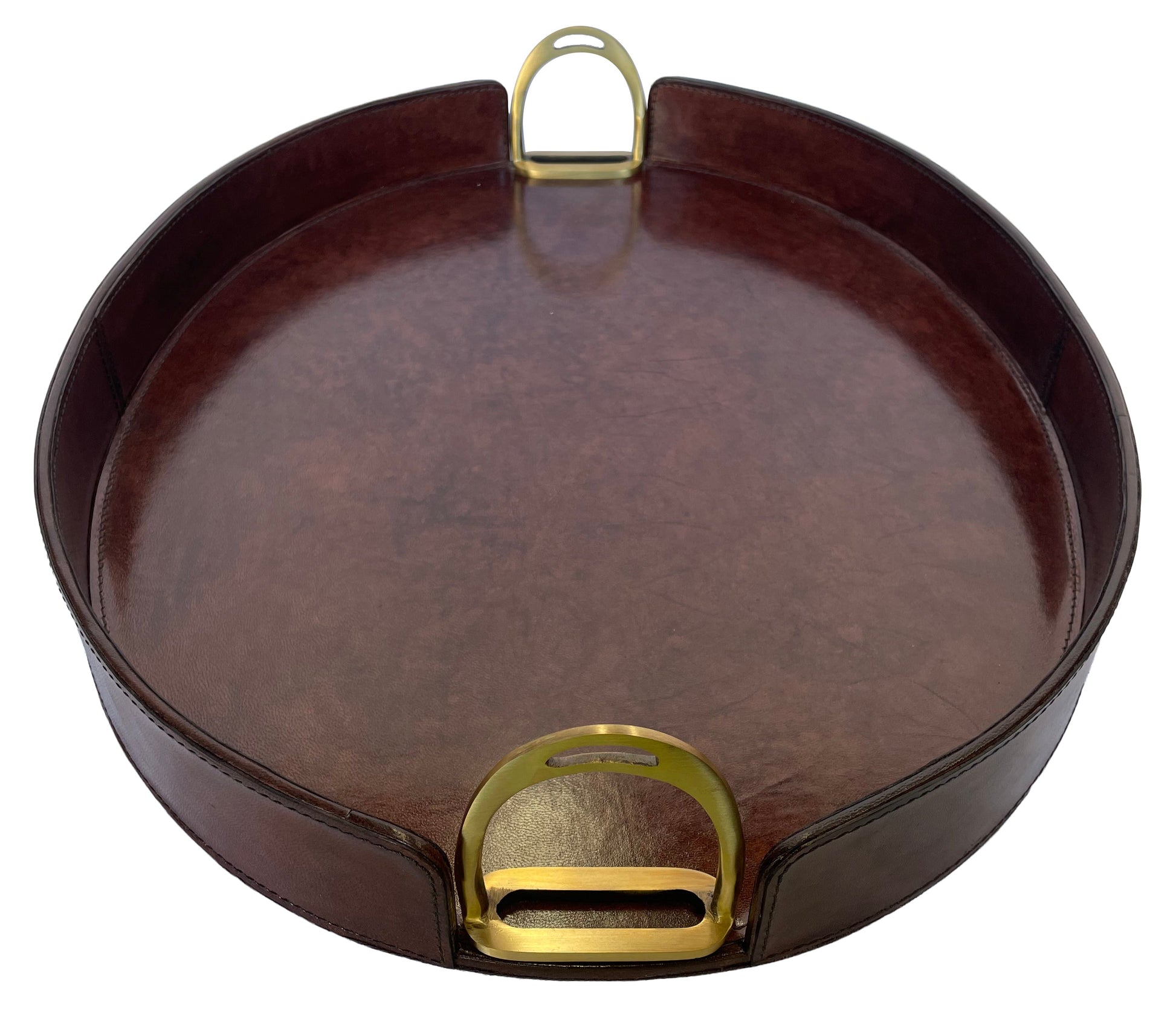 Jairo Round Tray With Stirrups - Dark Leather - Notbrand