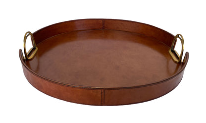 Jairo Round Tray with Stirrups - Tan Leather - Notbrand