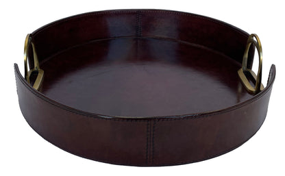 Sonoda Round Tray with Stirrups - Dark Leather - Notbrand