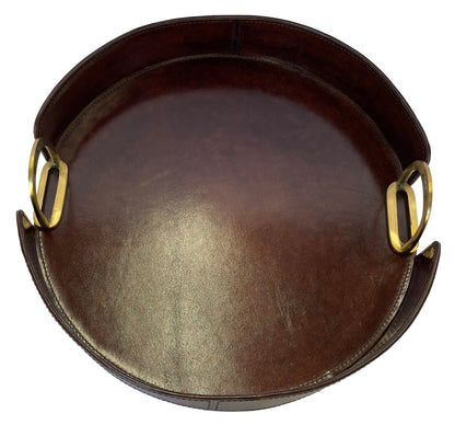 Sonoda Round Tray with Stirrups - Dark Leather - Notbrand