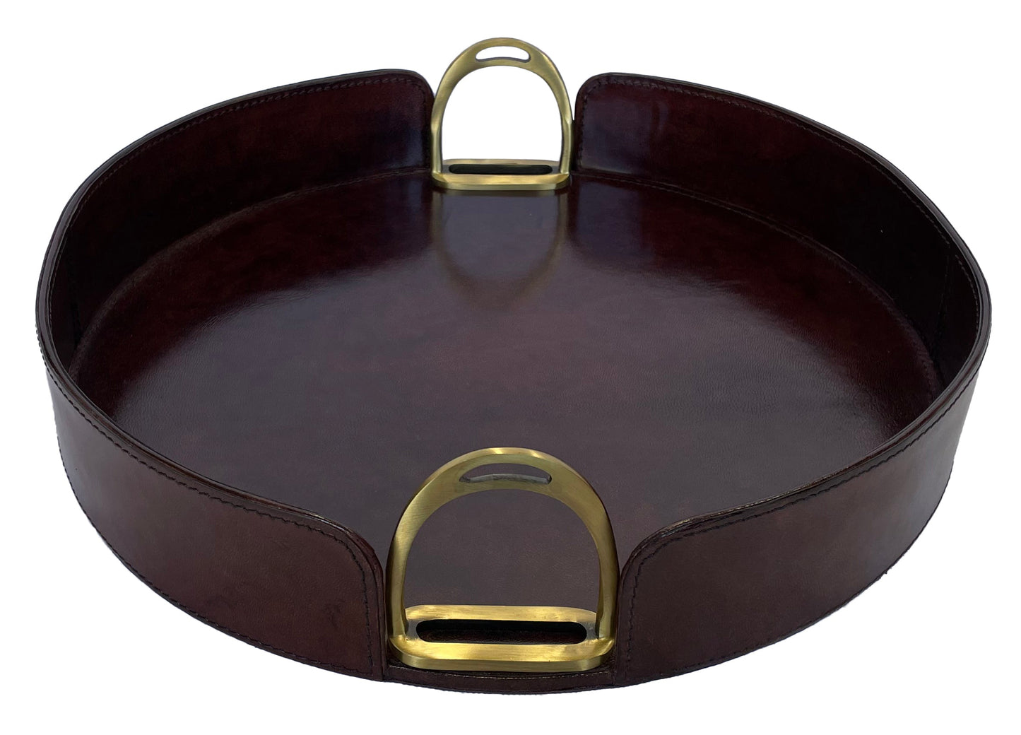 Sonoda Round Tray with Stirrups - Dark Leather - Notbrand