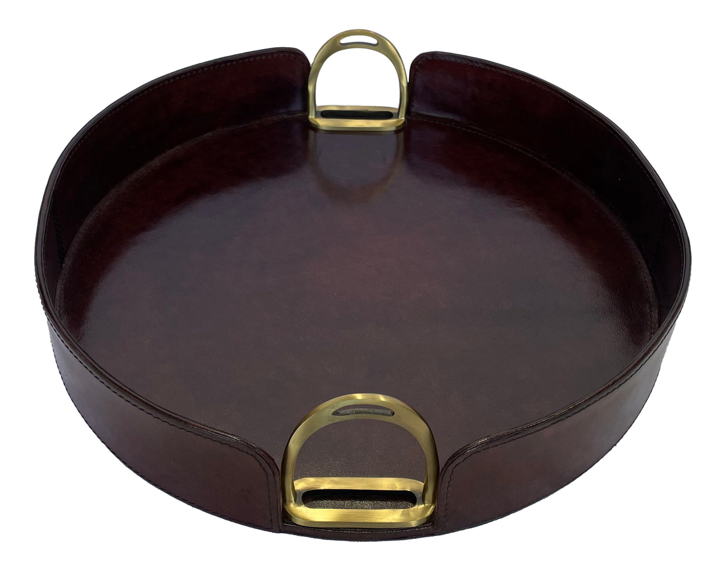 Sonoda Round Tray with Stirrups - Dark Leather - Notbrand