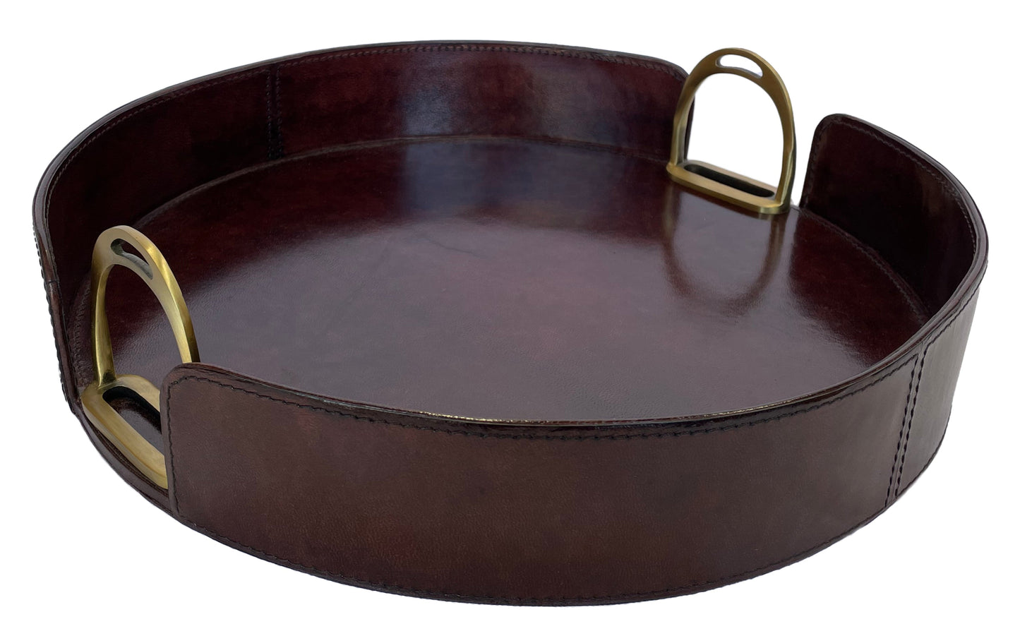 Sonoda Round Tray with Stirrups - Dark Leather - Notbrand