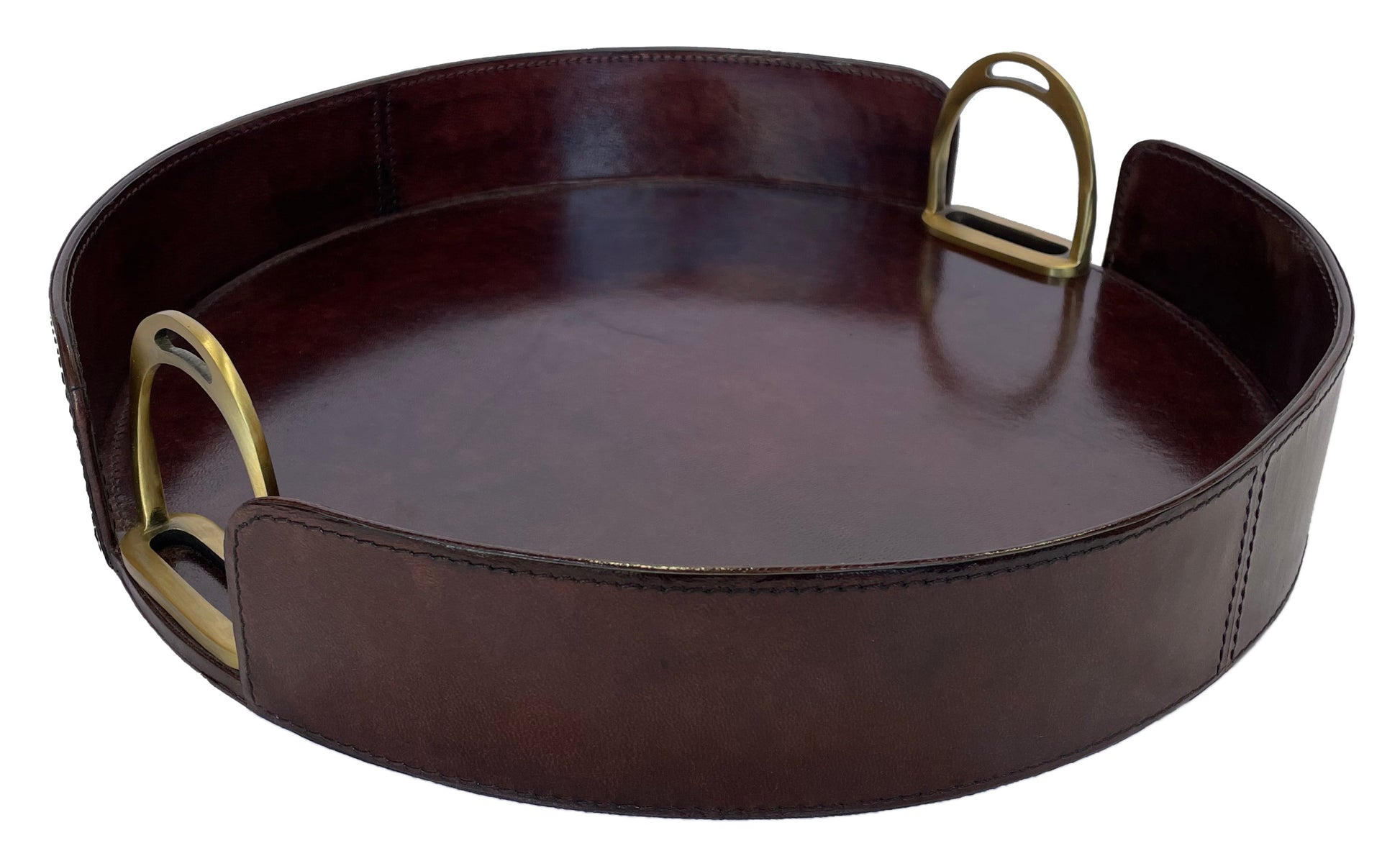 Sonoda Round Tray with Stirrups - Dark Leather - Notbrand