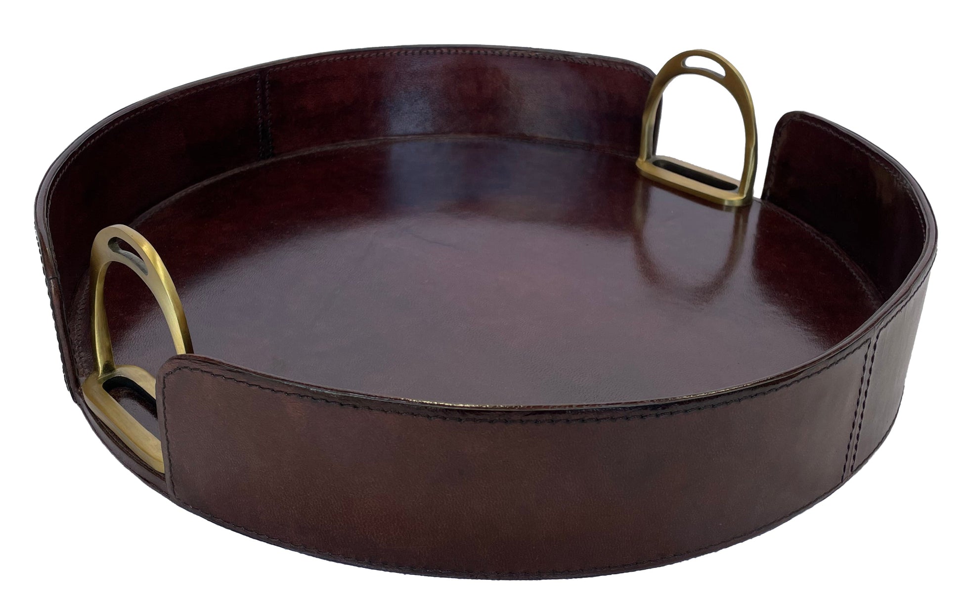 Sonoda Round Tray with Stirrups - Dark Leather - Notbrand