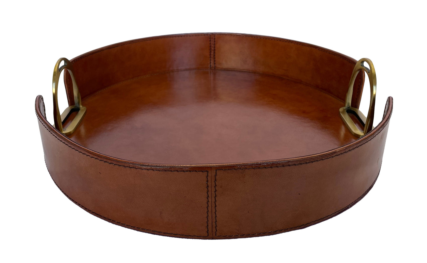 Sonoda Round Tray with Stirrups - Tan Leather - Notbrand