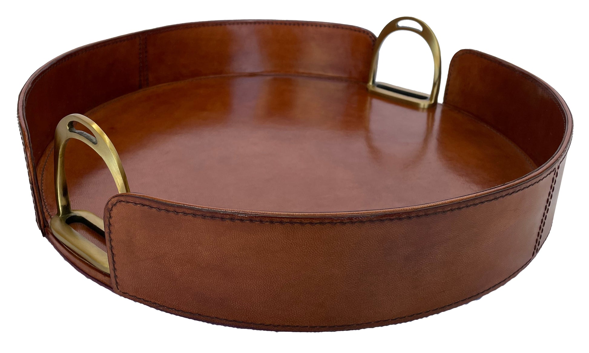 Sonoda Round Tray with Stirrups - Tan Leather - Notbrand