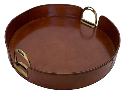 Sonoda Round Tray with Stirrups - Tan Leather - Notbrand