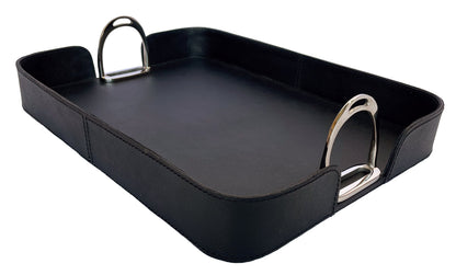 Gima Leather Tray With Stirrups - Black - Notbrand