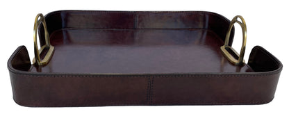 Gima Leather Tray With Stirrups - Dark - Notbrand