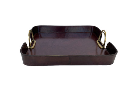 Gima Leather Tray With Stirrups - Dark - Notbrand