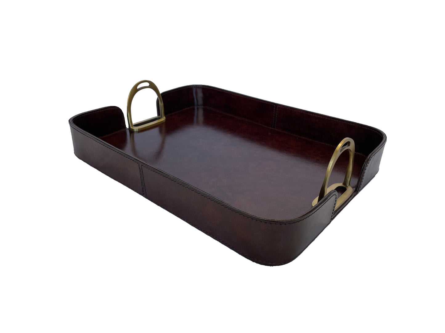 Gima Leather Tray With Stirrups - Dark - Notbrand