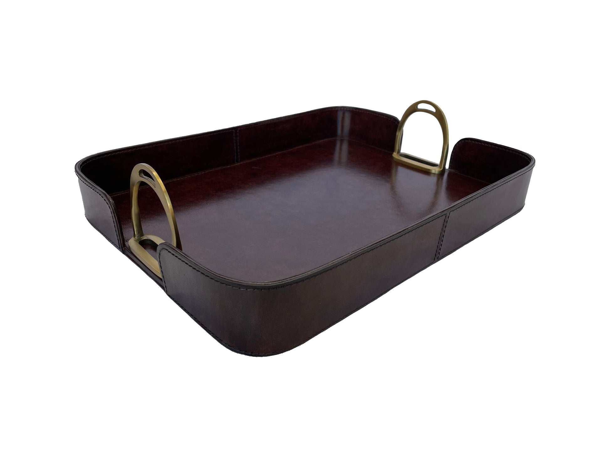 Gima Leather Tray With Stirrups - Dark - Notbrand