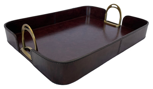 Gima Leather Tray With Stirrups - Dark - Notbrand