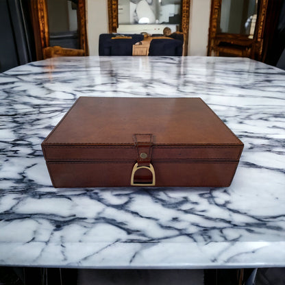 Tan Leather Jewellery Box with Mirror - Notbrand