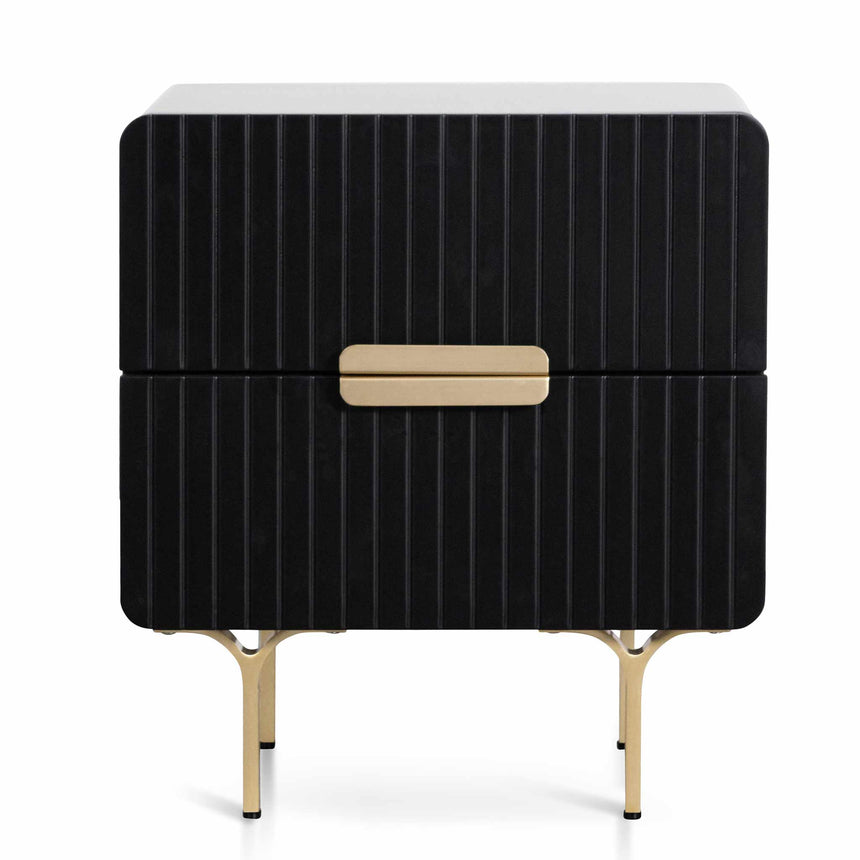 Olja Bedside Table With Brass Handle - Matte Black - Notbrand