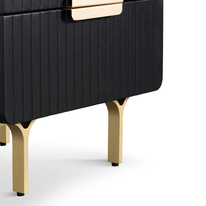 Olja Bedside Table With Brass Handle - Matte Black - Notbrand