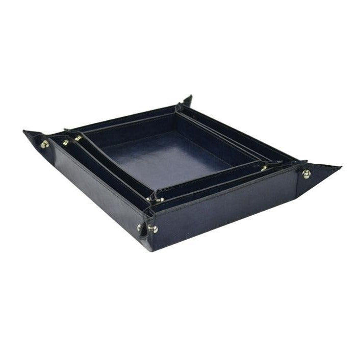 Rockpool Set of 3 Blue Leather Trays - Notbrand