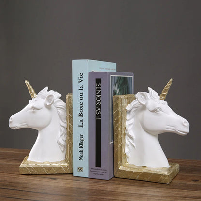 Set of 2 Resin Leaning Sculpture Bookends - Unicorn - Notbrand