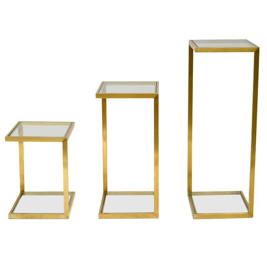 Golden Trio Sirlen Glass Side Table Set - House of Hyne