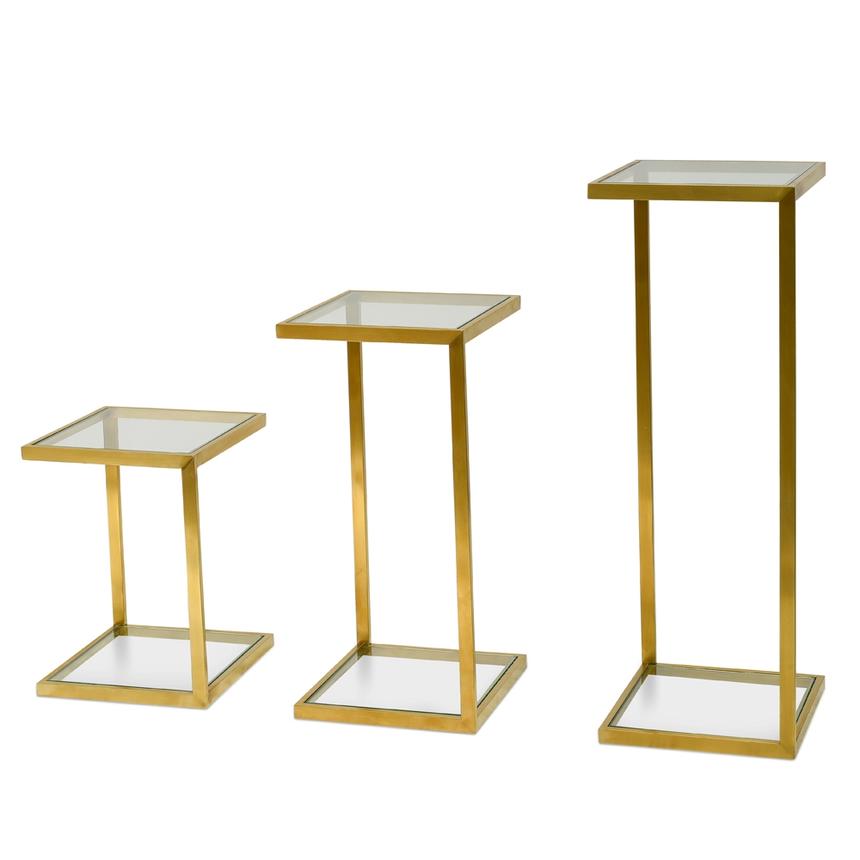 Golden Trio Sirlen Glass Side Table Set - House of Hyne