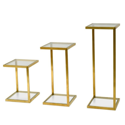 Golden Trio Sirlen Glass Side Table Set - House of Hyne