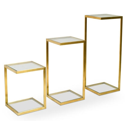 Golden Trio Sirlen Glass Side Table Set - House of Hyne